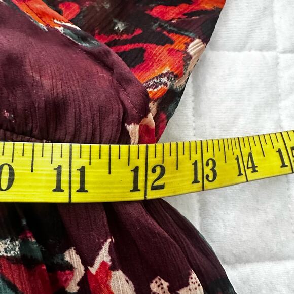 ABERCROMBIE FITCH Womens Dress SMALL Burgundy Floral Long Sleeve Mini Grunge - Picture 9 of 12